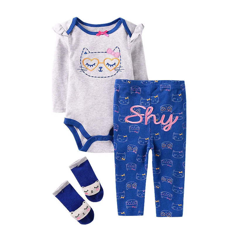 Комбинезон штаны носки для мальчиков и девочек хлопковый полосатый с принтом