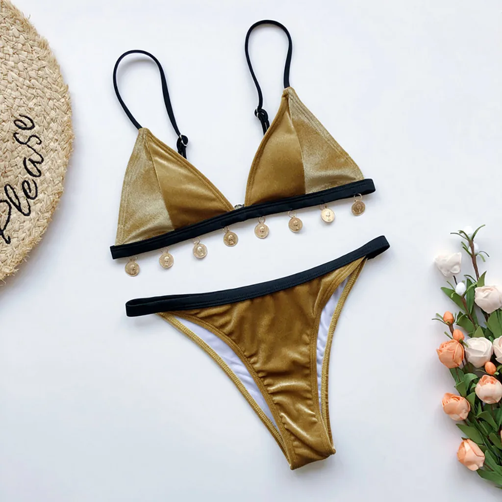 Женский Одноцветный купальник с высокой талией бикини пляжный костюм Цельный