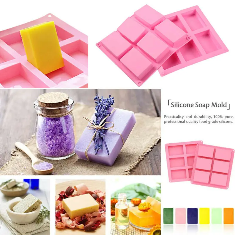 

2 Pack Silicone Soap Molds 6 Cavities Silicone Baking Mold Cake Pan for Soap Ice Cube Safe Mould