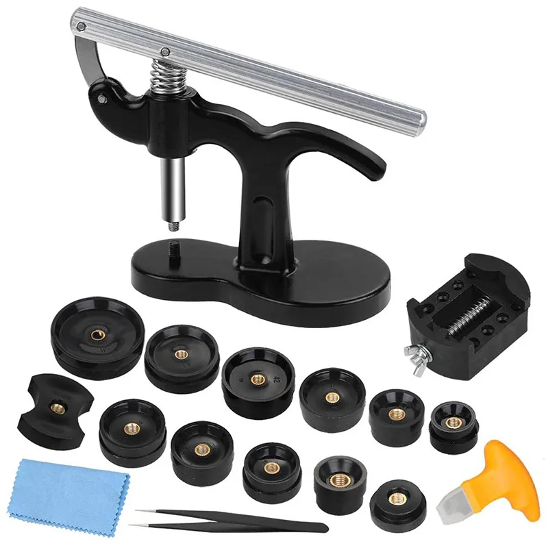 17PCS Watch Case Press, Watch Tool for Closing Watch Back Table 12 Mold Sizes
