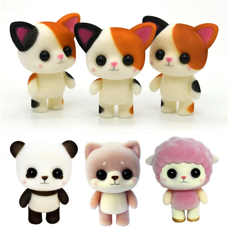 

Plush Doll Plastic Flocking Toy Cute Cat Creative Auspicious Gift Meng Pet Little Cat Panda Lamb Car Decoration