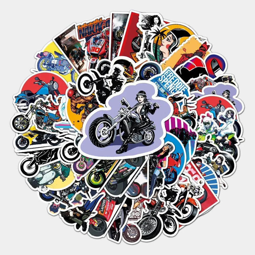 

10/50PCS Trendy Personality Locomotive Stickers for DIY Notebook Skateboard Laptop Guitar Stationery Motocycle Car Sticker Toy