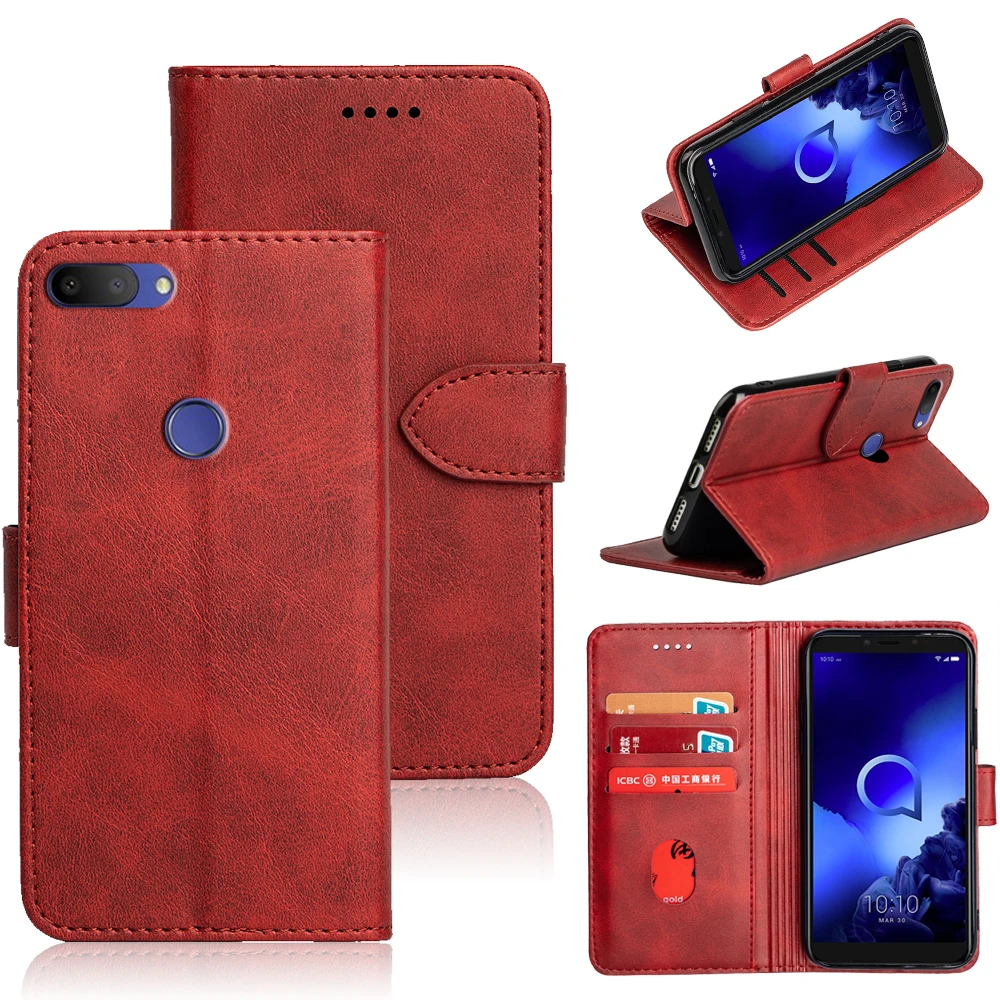 Чехол книжка SRHE для Alcatel 1 S 2019 роскошный кожаный чехол с магнитным кошельком 5024D 5
