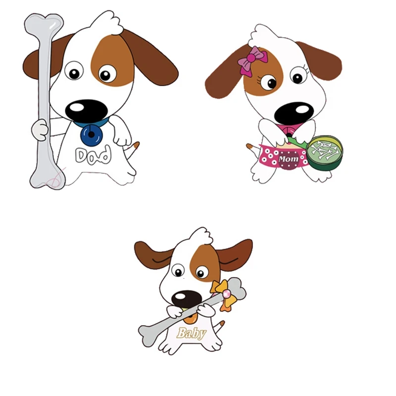 Мультяшные животные милая кость собака теплопередача Аппликации железо на
