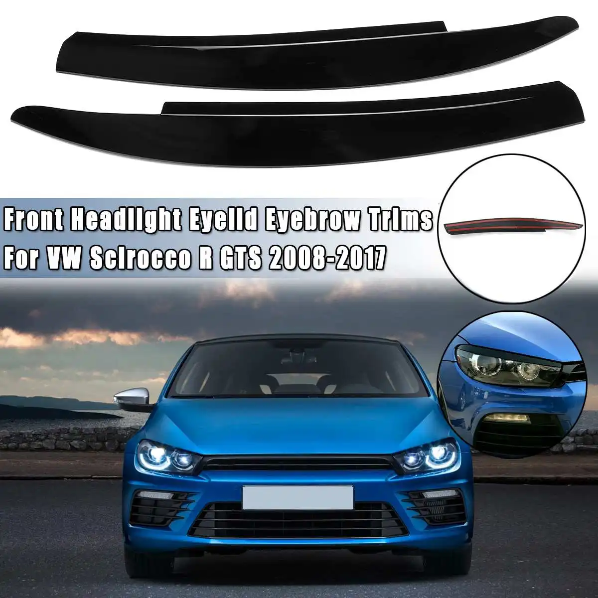 Пара передняя фара век окантовка для VW Scirocco R GTS 2008 2009 2010 2011 2012 2013 Карбон