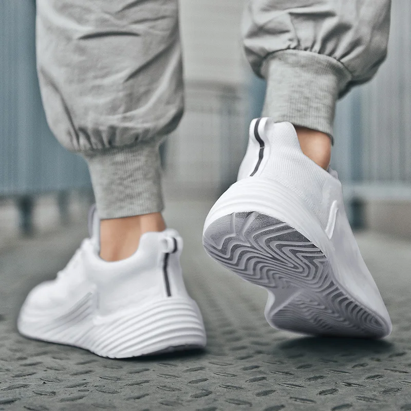 

Sapato Casual Casual Shoes For Men Solid White Fashion Knitting Sneakers Mesh Mens Trainers Men's Sneaker Male