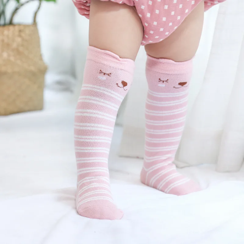 Pink Bear S Милые детские носки с героями мультфильмов для маленьких девочек; трикотажные хлопковые носки для новорожденных; нескользящие Гольфы; M09 - Цвет: Pink Bear S