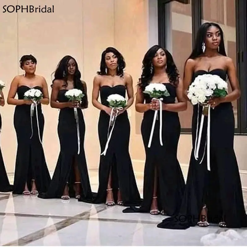 

Новое поступление черные милое платье с разрезом, платье подружки невесты, платья 2021 Длинные Русалка в африканском стиле для детского выпус...
