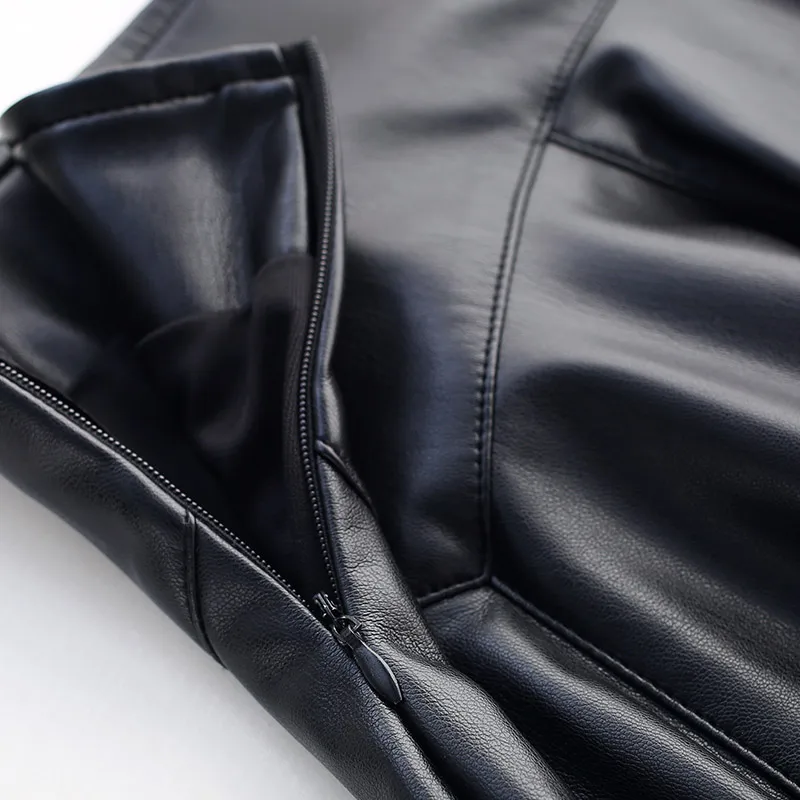 Autumn Black High Waist Women Pu Leather Mini Skater Skirt For Fashion Winter Ladies Sexy Short Pleated Female New | Женская одежда
