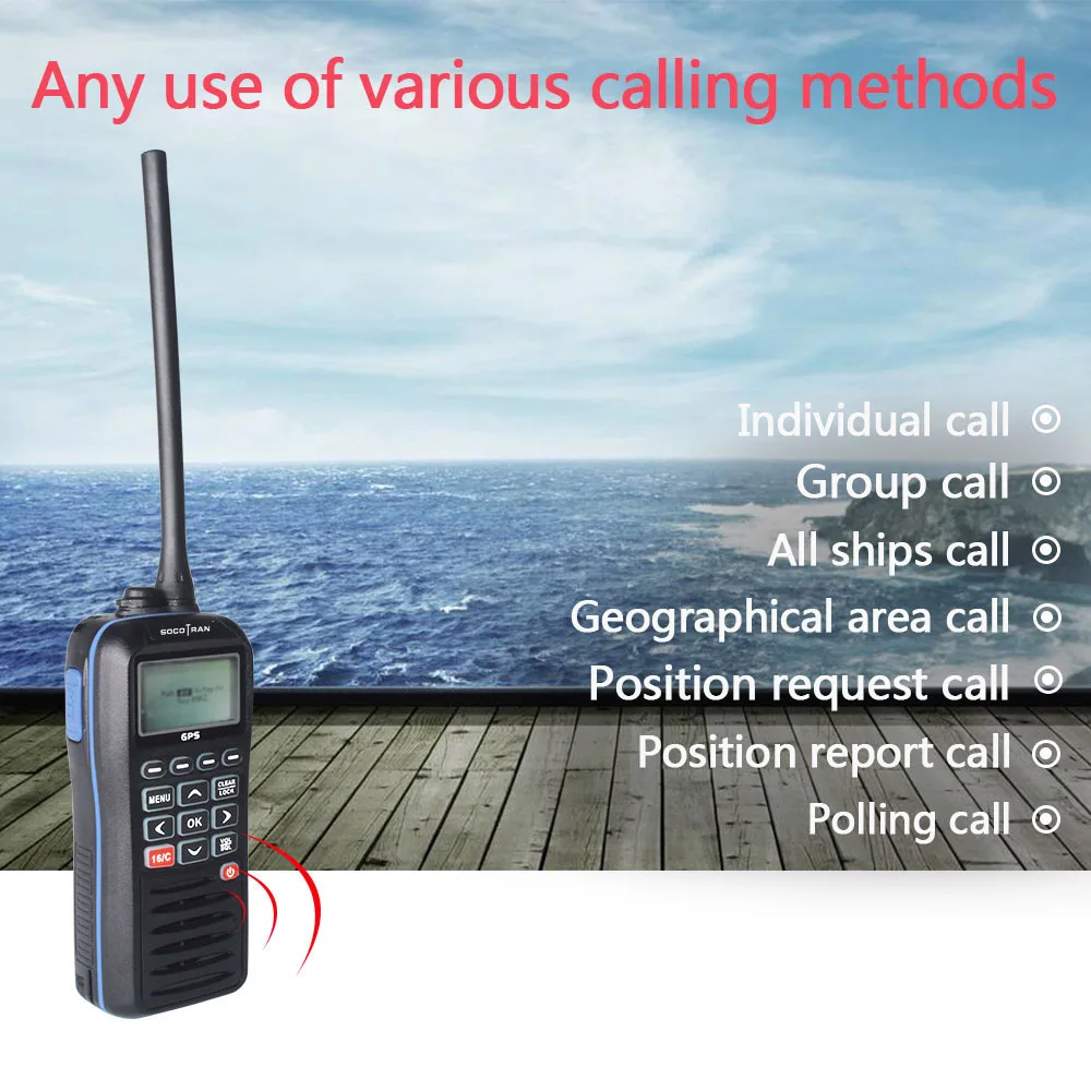 SOCOTRAN RS-38M GPS Marine Two Way Radio VHF Handheld Floats Waterproof IPX7 ATIS code Tri-watch 156.025-157.425MHz Transceiver