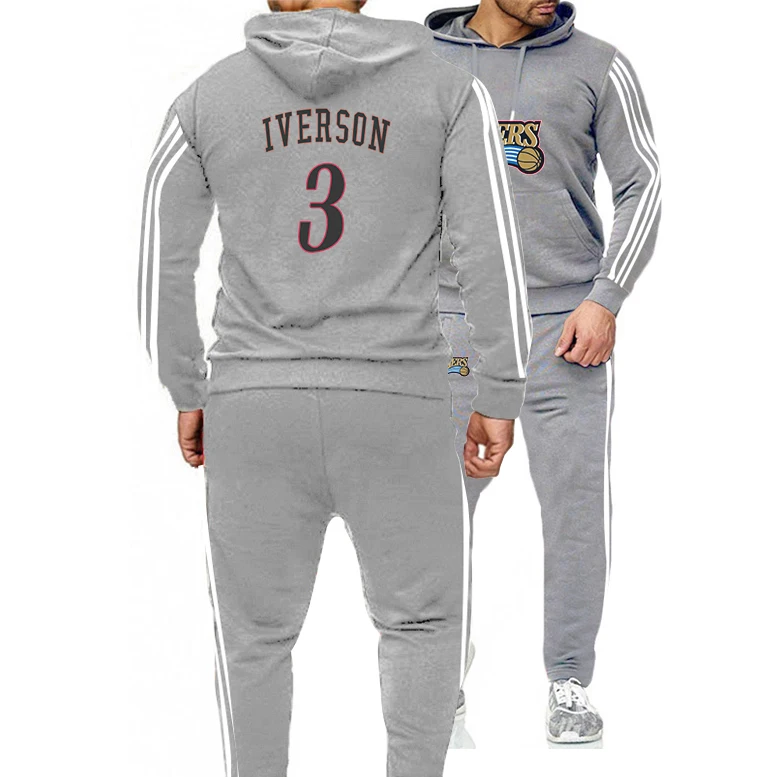 

Толстовки мужские новые американские баскетбольные Джерси одежда Филадельфия 76ers Allen Iverson #3 Толстовка комплект из двух предметов тренирово...