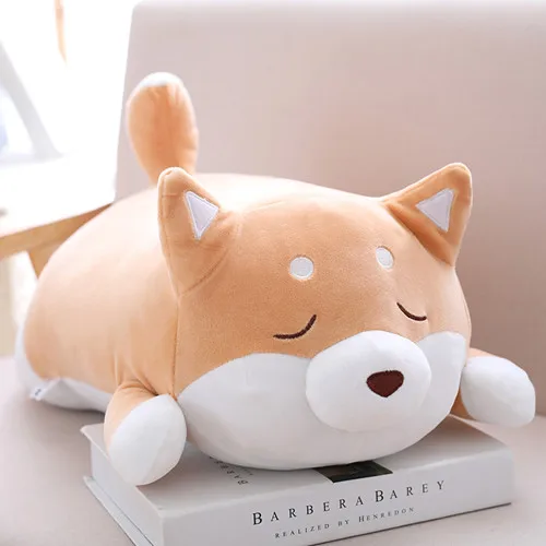 40 см милые толстые Шиба ину собаки плюшевые игрушки мягкие Kawaii животных мультфильм Подушка прекрасный подарок для детей Детские хорошее качество - Цвет: brown close eyes
