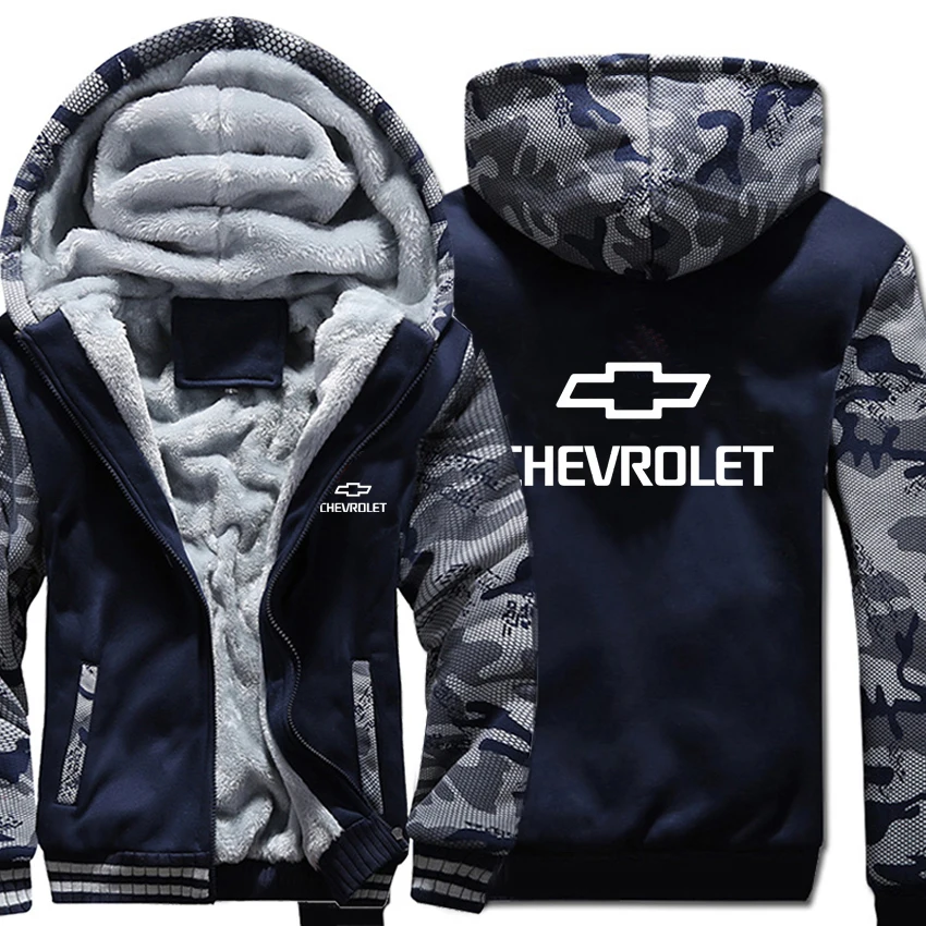 Chevrolet Hoodies Winter Camouflage sleeve Jacket Men Fleece Sweatshirt | Мужская одежда