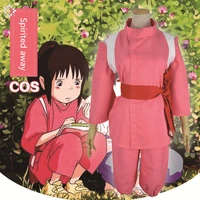 2019 new super hot anime movie spirited away chihiro cosplay costumes girls cute pink kimono japenese style ladies hot costume