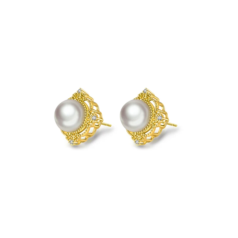 

SA SILVERAGE 925 Sterling Silver Stud Earrings for Women Pearl Earrings Sterling Silver 2020 New Round Earrings Women Jewelry