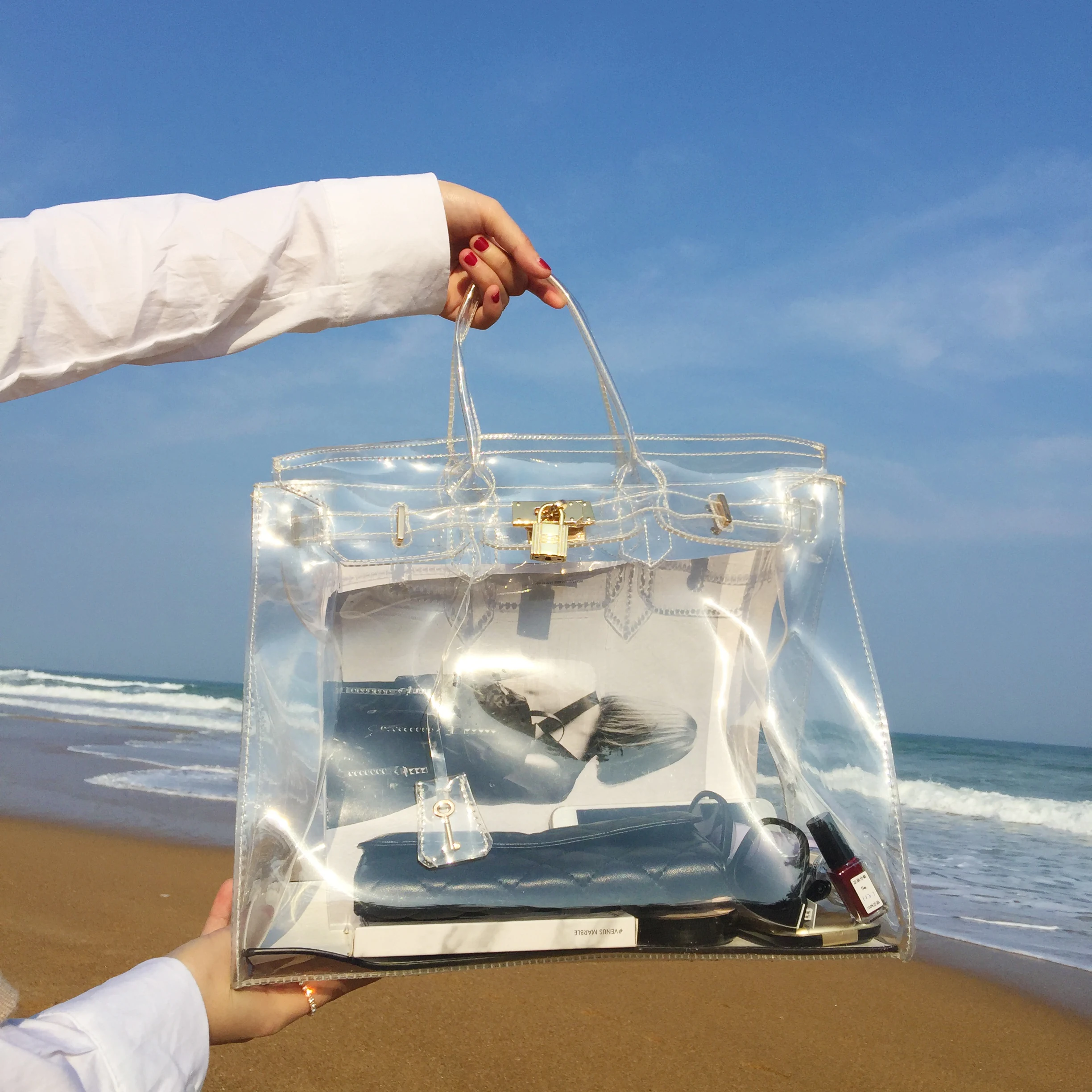 Роскошные прозрачные сумки женские дизайнерские летние диагональные пляжная