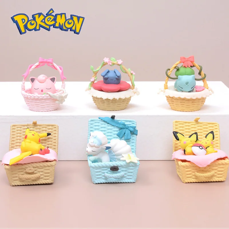 

6pcs/set Pokemon Sleep Pikachu Bulbasaur Jigglypuff Kawaii Anime Action Figures Collections Pvc Model Doll Toys For Kids Gift
