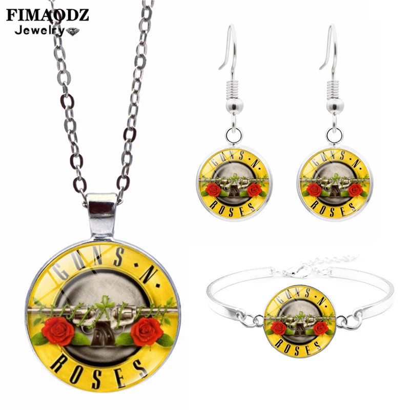 Набор украшений FIMAODZ в стиле панк Череп музыкальная группа искусство стеклянные