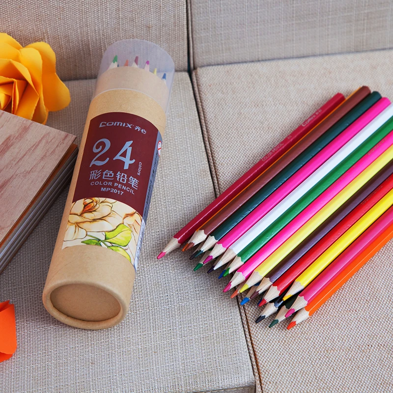 Карандаши цветные из натурального дерева 24 цвета/набор|Цветные Карандаши| |