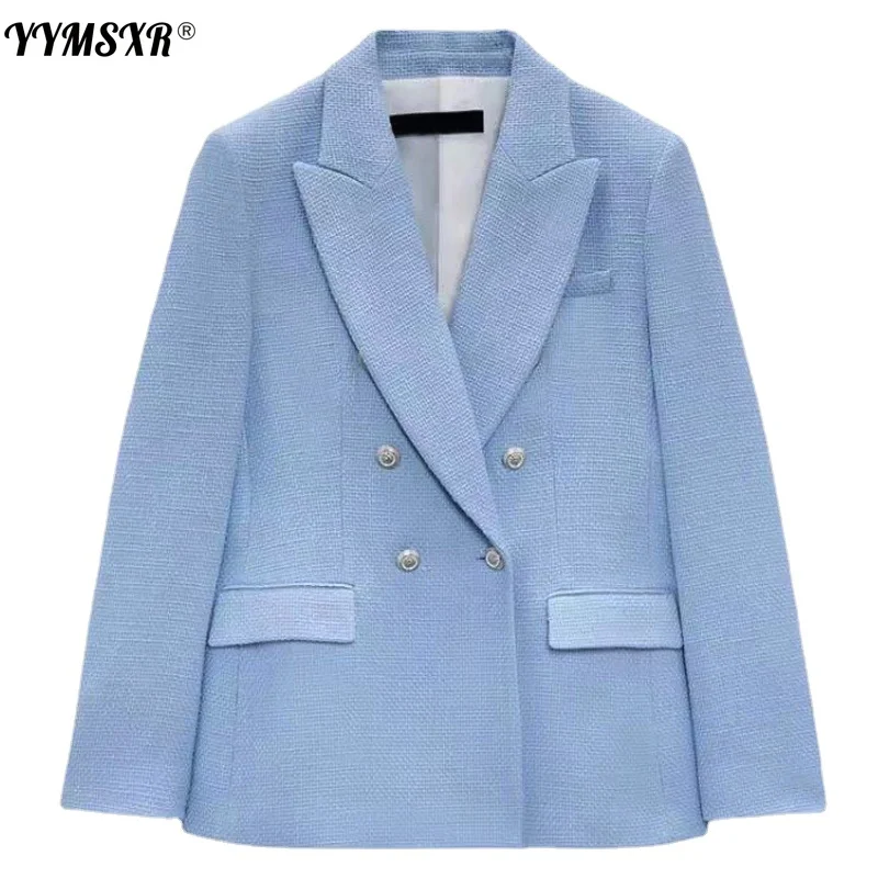 Women's clothing 2022 New Spring Autumn Women Fashion Temperament Double-Breasted Ladies Office Blazer High Quality
