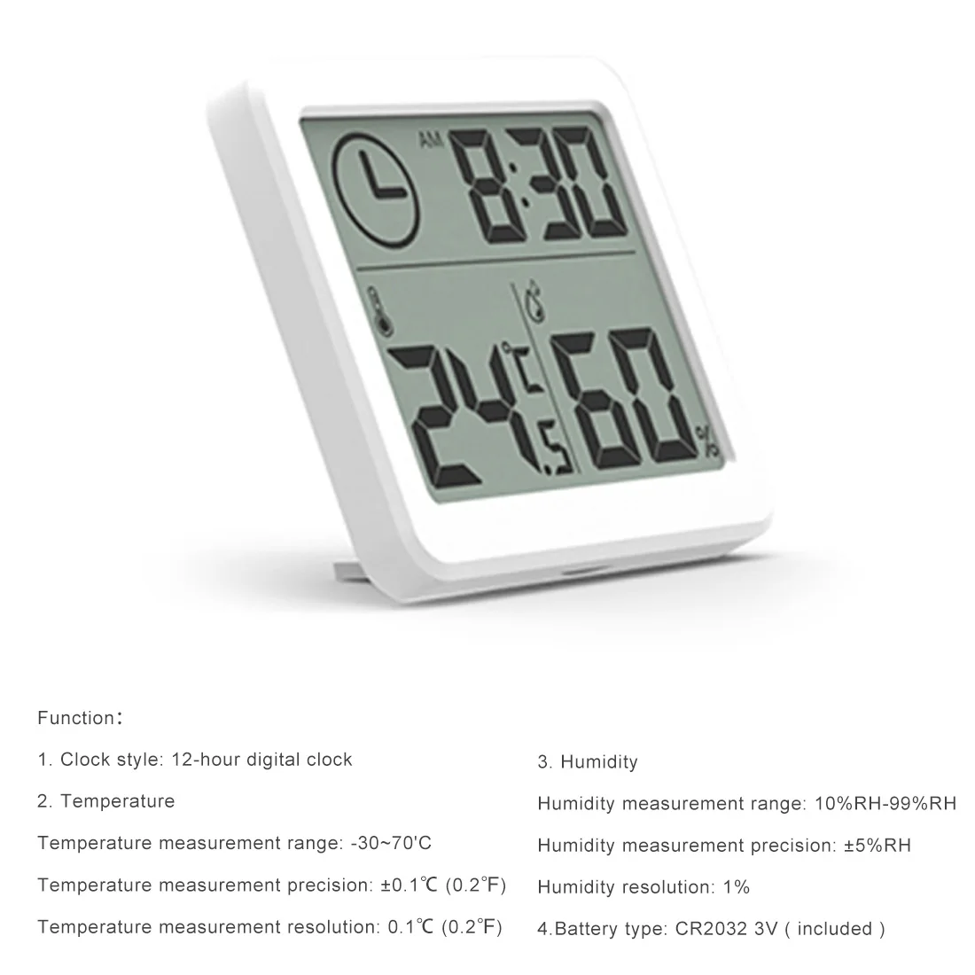 Цифровые часы с большим ЖК дисплеем для измерения температуры и влажности