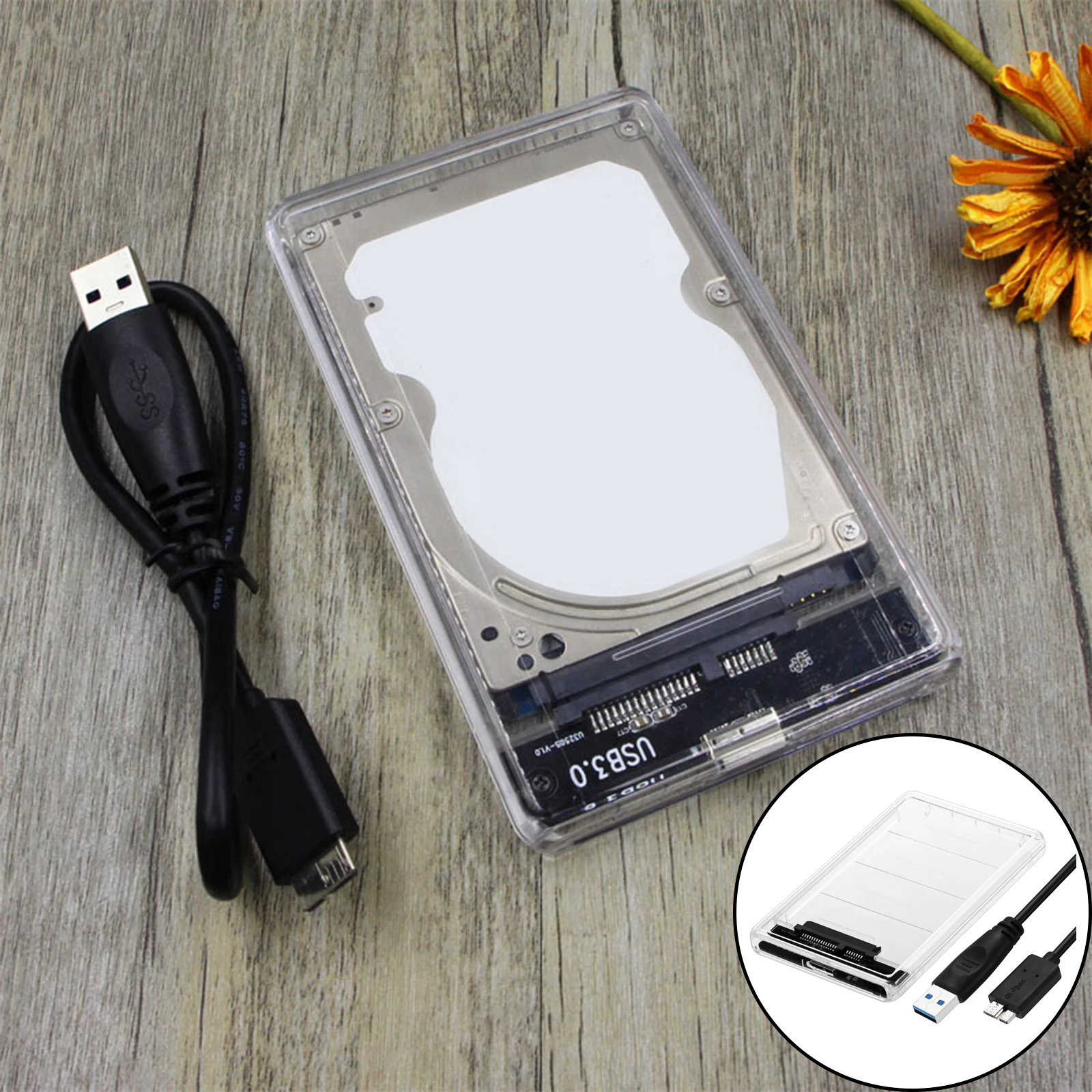 

2.5-Inch Clear External Hard Drive Enclosure Case Up to 2TB 7mm-9.5mm