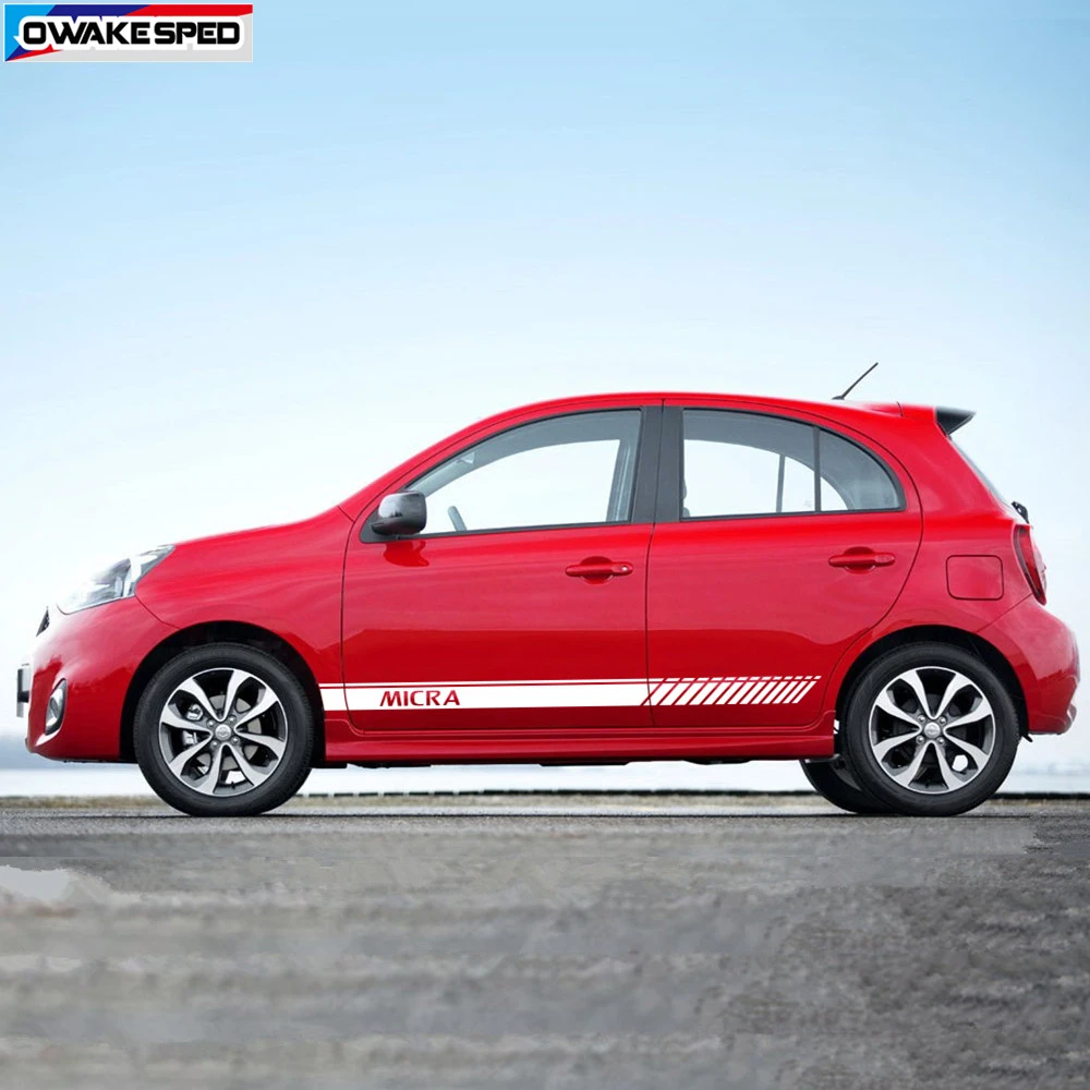 Двусторонняя наклейка на дверь автомобиля для Nissan Micra спортивные полосы гоночный