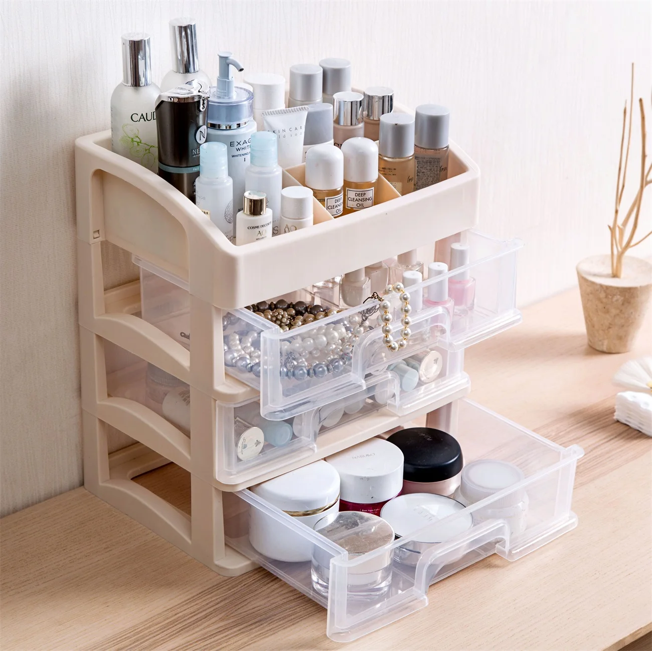 Desktop Sundries Storage Box Cosmetic Jewelry Organizer Makeup Brush Holder Make Up Container Nail Polish Lipsticks Bin | Дом и сад