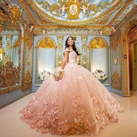 princess quinceanera dresses ball gown with cape ball gown 3d floral puffy sexy off the shoulder v neck 15 year prom gowns