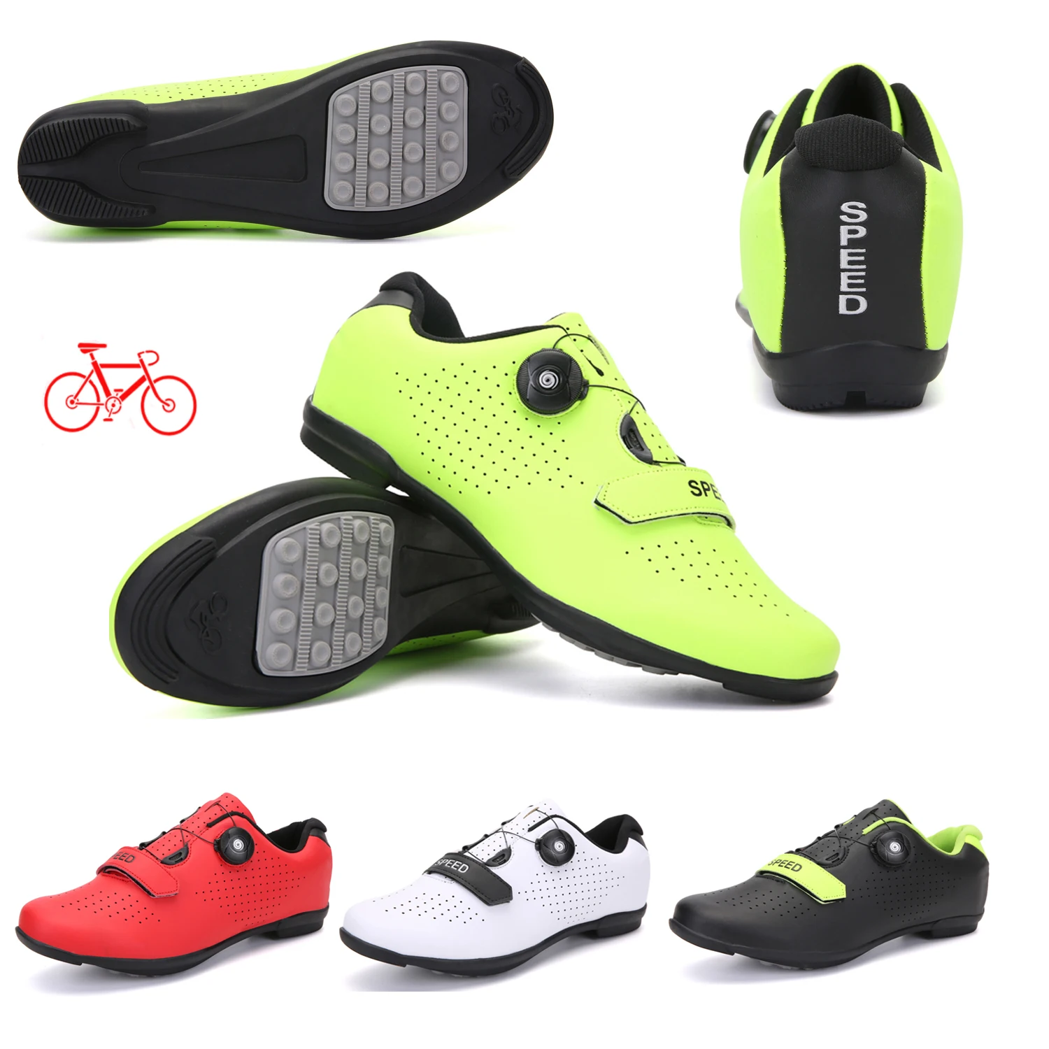 

Unisex Professional Men & Women Rubber Sole Cycling Shoes Breathable Road Bicycle Shoes