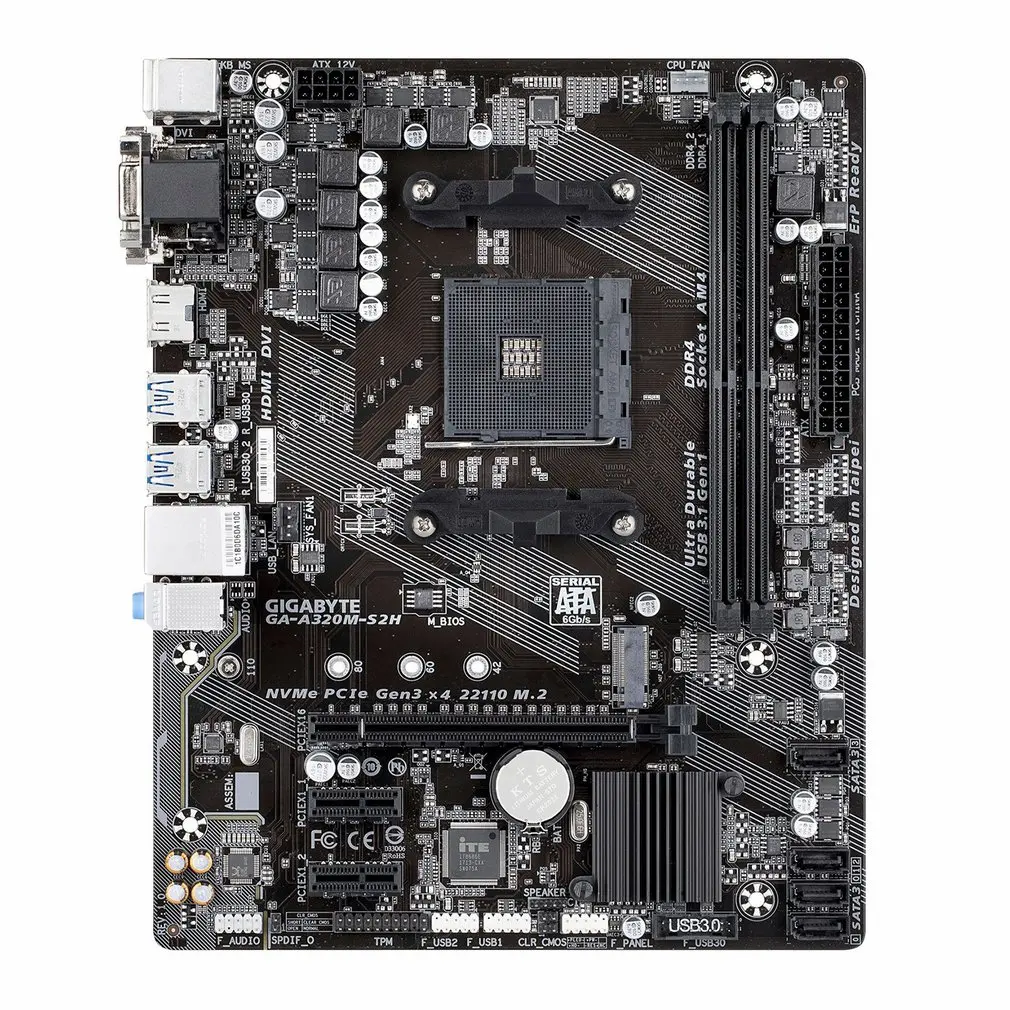 

For Gigabyte GA-A320M-S2H Motherboard Micro ATX AMD A320 DDR4 M.2 USB3.1 STAT3.0 SSD 32G Desktop CPU Socket AM4 GA A320M S2H