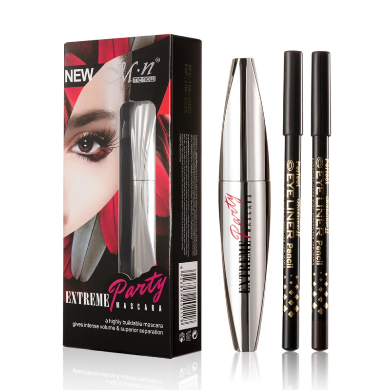 

Menow 3Pcs/Set Brand Waterproof Mascara Volume Express 3D Makeup With Black & Brown Eye Liner Pencil Make Up Set TSLM2