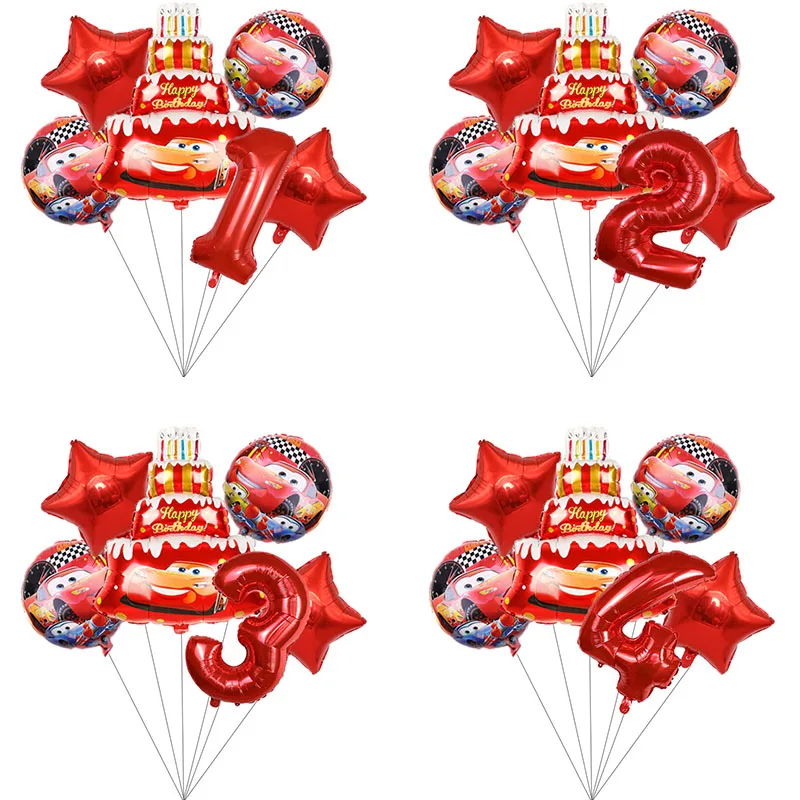 6 шт с машинкой Маккуин на день рождения вечерние украшения торт фольга шарики Baby