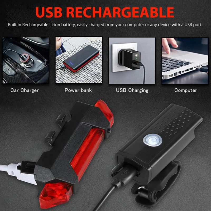 USB Перезаряжаемые велосипед светильник MTB велосипеда Передняя Задняя Хвост