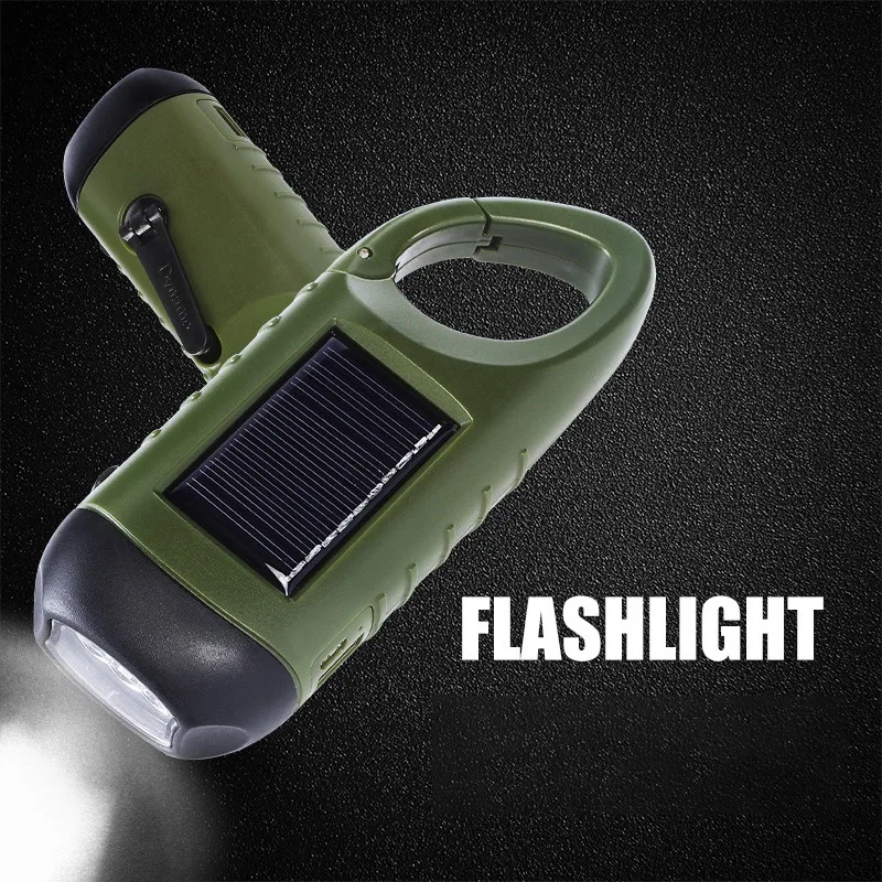 LED Flashlight Hand Crank Dynamo Torch Lantern USB Charging Solar Power Tent Light For Outdoor Camping | Освещение