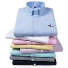 Рубашка мужская из 100% хлопка, сорочка из ткани Оксфорд с длинными рукавами, молодежная Повседневная, с вышивкой, большие размера плюс XL 2XL 3XL 4XL 5XL 6XL