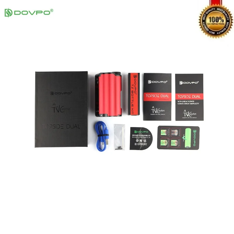 Оригинальный DOVPO Topside Dual 200W Squonk бокс мод топ с 10 мл бутылка электронные сигареты