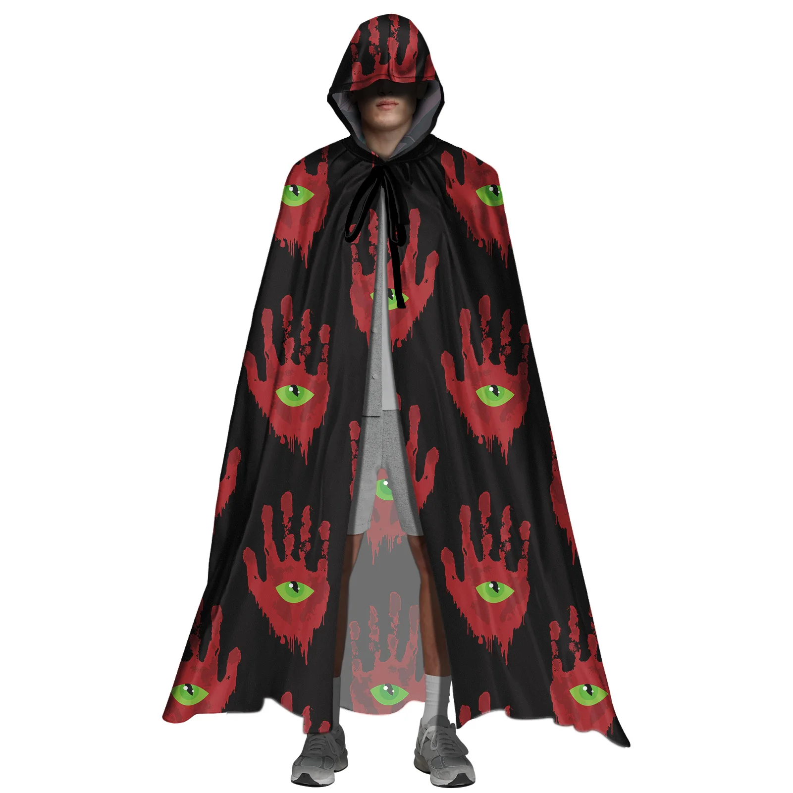 

Halloween Party Costume Adult Gothic Cosplay Costumes Black Hooded Cloak Scary Witch Devil Role Play Vampires Full Long Cape