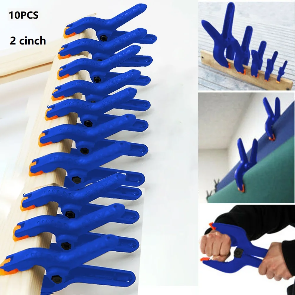 

10pcs Spring Clamps Woodworking Tools Plastic Nylon Grip Cramps Jaw Opening