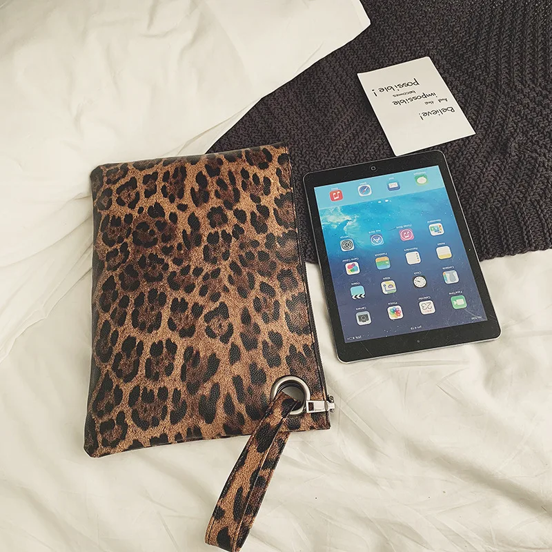 

Animal Print Leopard Casual Clutch Bags for Women 2021 Female Fashion Design Leather Wallet Messenger Bag Ladies Elegant Handbag