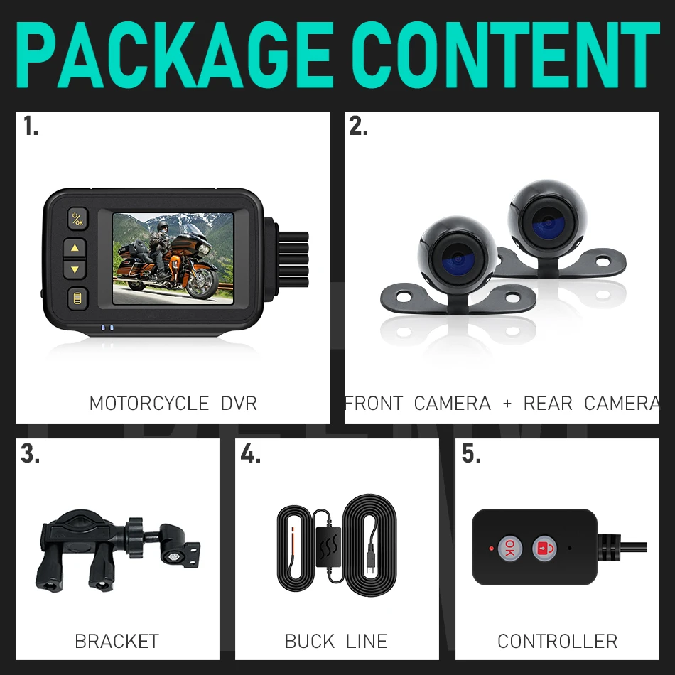 

Full Body Waterproof Motorcycle Camera 720P HD Front Rear View Driving Recorder DVR Dash Cam Logger Recorder Box dashcam
