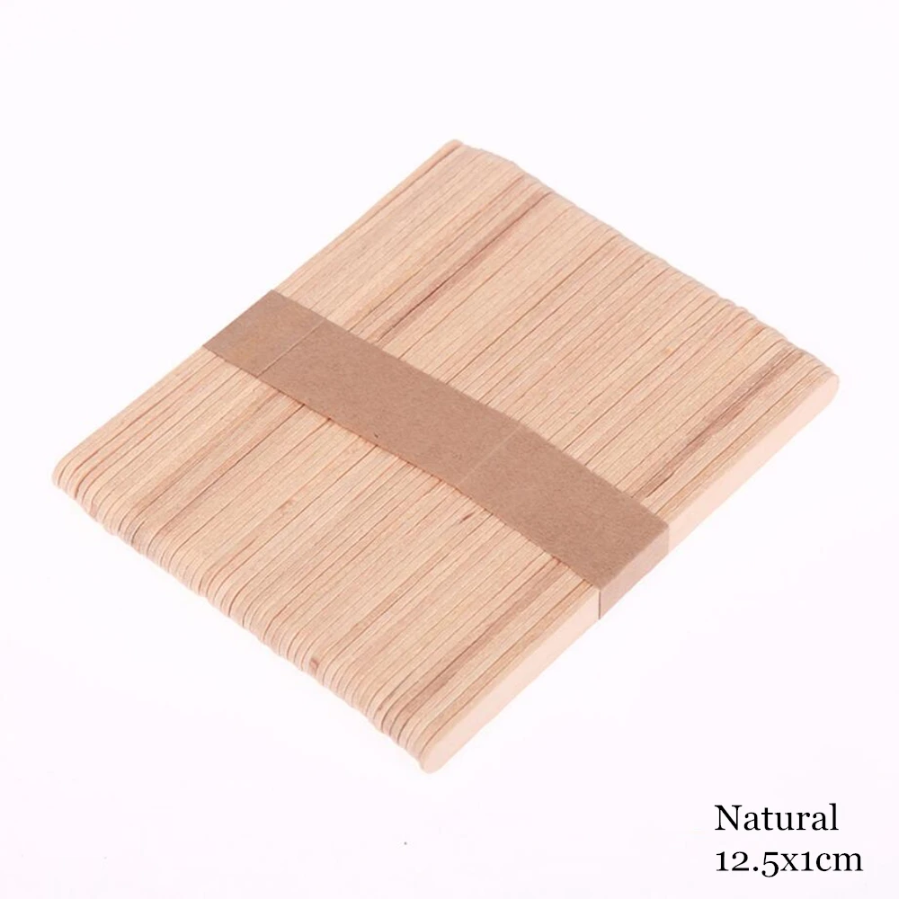 Natural 12.5x1cm 50 шт. деревянные палочки для мороженого, деревянная палочка для леденцов, инструменты для торта, палочки для детского сада, Обучающие инструменты, принадлежности для рукоделия - Цвет: Natural 12.5x1cm