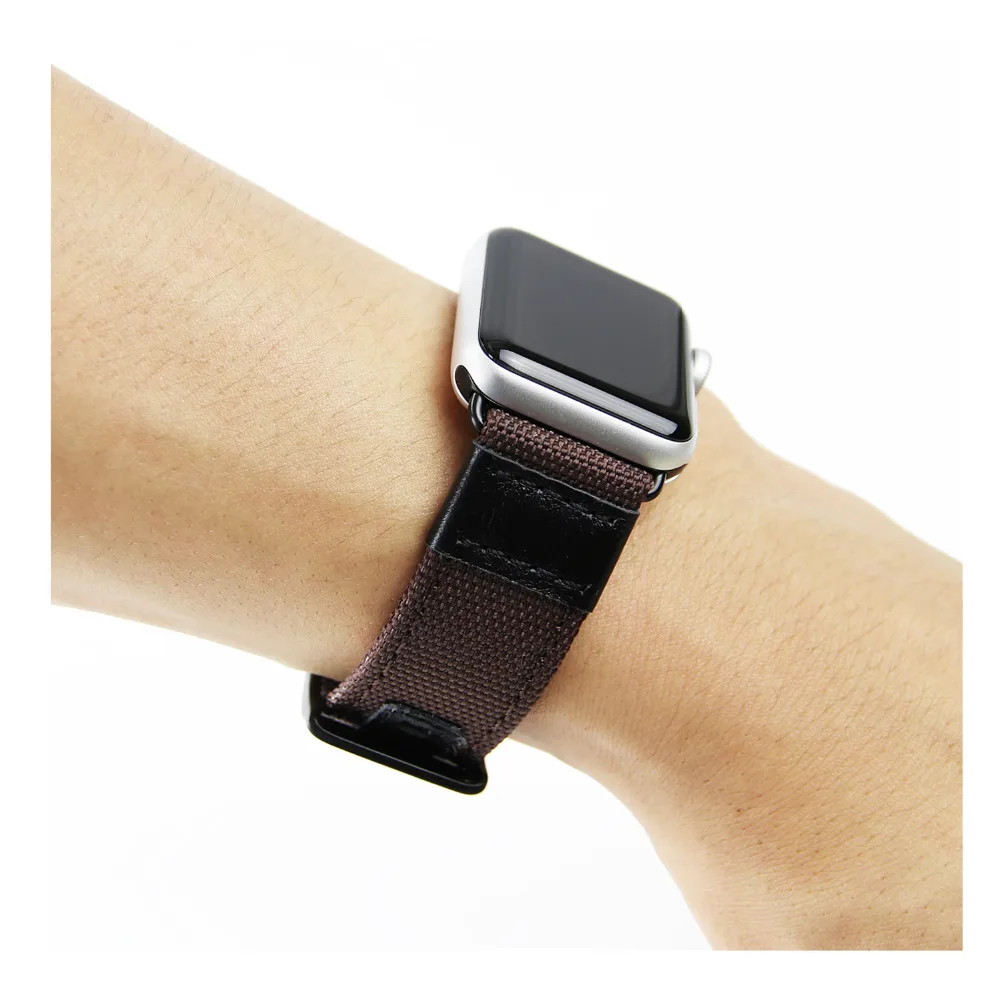 Нейлон+ кожаный ремешок для apple watch 3/2/1 42 мм/38 мм Наручные Классические прочная ткань металлической пряжкой браслет ремешок для часов