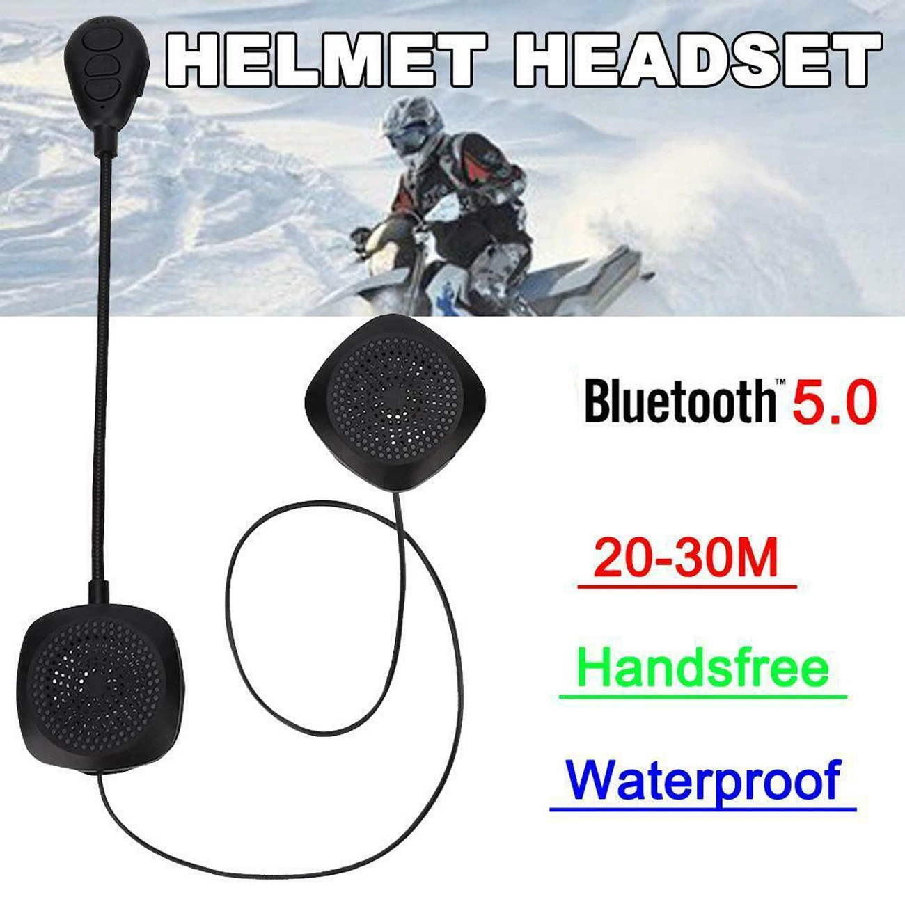 

Portable motorcycle helmet bluetooth headset, bluetooth 5.0 waterproof stereo, automatic call answer