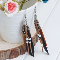 2021 trend multicolor natural tassel drop earrings for women feather earrings fashion wedding jewelry accessories gifts 1 pair