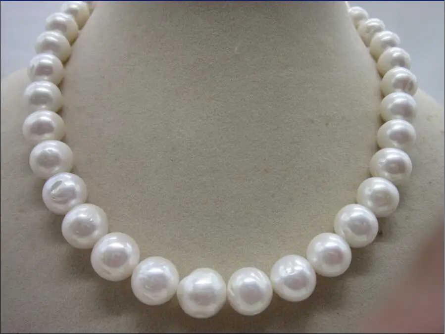 ?? 12-14ミリメートルクラシック南洋ホワイトラウンドパールネックレス18インチ14 18k