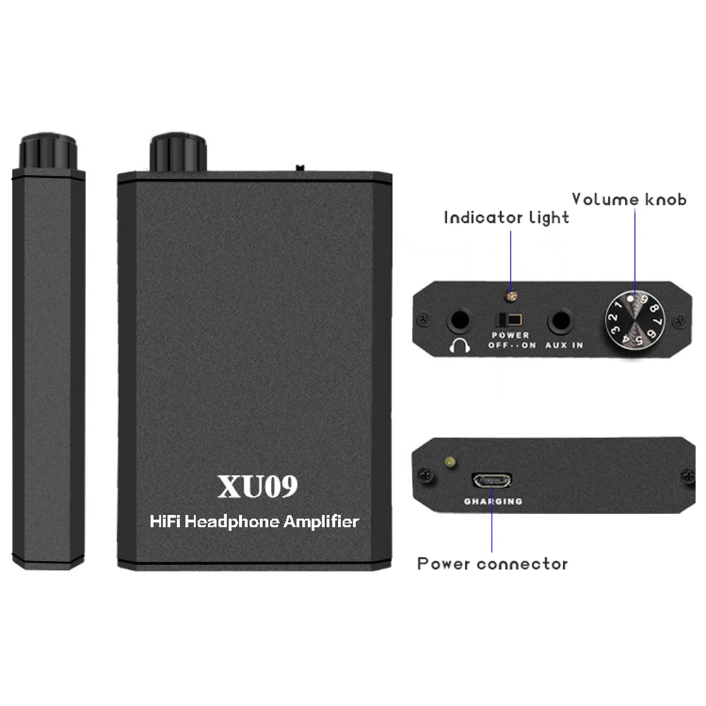 

3.7V 2000mAh Earphone Amplifier Compact Headphone Amplifier Portable Sound Improver Subwoofer Noiseless
