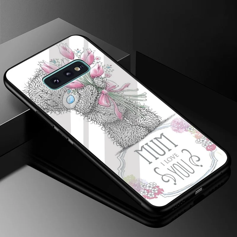 Desxz Стекло ТПУ c милыми мишками Тедди чехол КРЫШКА ДЛЯ samsung Galaxy S7 край S8 S9 Plus Note 8 9 S10