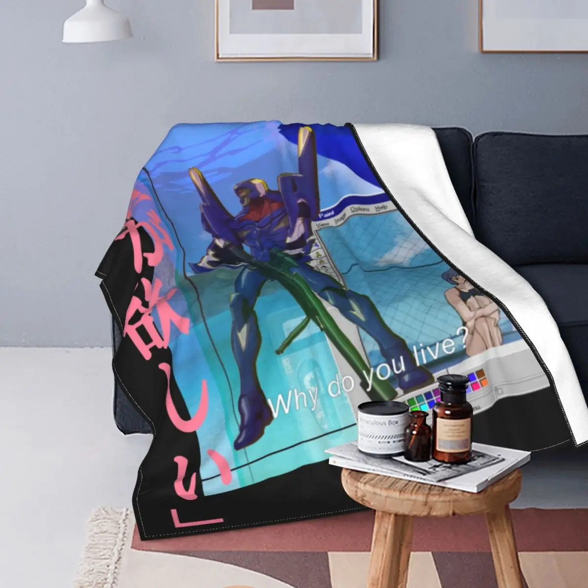 

Rei Ayanami Vaporwave Flannel Blankets Fashion Throw Blanket for Home 150*125cm Bedspreads