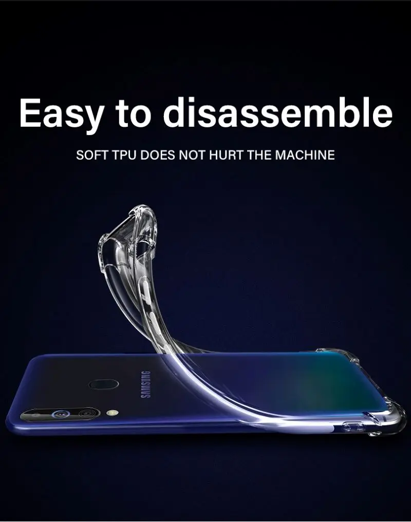 Противоударный прозрачный силиконовый чехол для Samsung Galaxy A10 A20 A30 A40 A50 A60 A70 A5 A7 S8 S9 S10